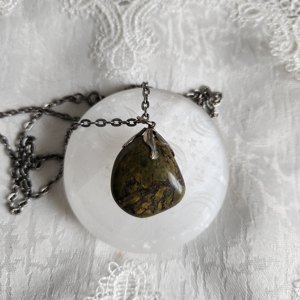 Vintage Amber Necklace on Silver Chain